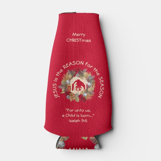 JESUS IS DE REDEN VOOR Kerstmis Flesjeskoeler (Voorkant)