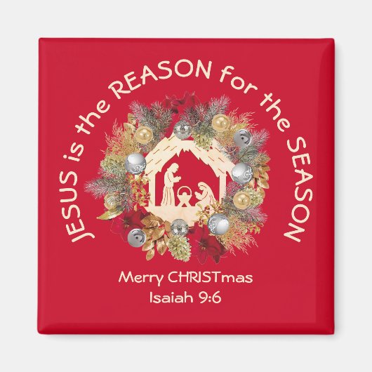 JESUS IS DE REDEN VOOR Kerstmis Magneet (Voorkant)