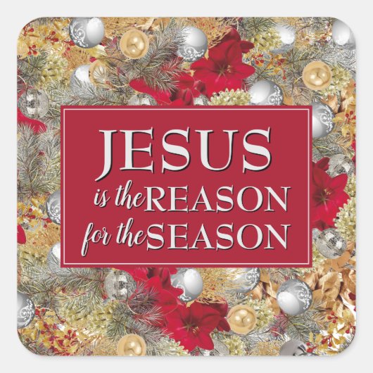 JESUS IS DE REDEN VOOR Kerstmis Vierkante Sticker (Voorkant)
