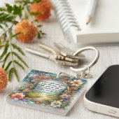 Jesus Is de Weg Florale Monogram Christelijke Sleutelhanger (Voorkant Rechts)