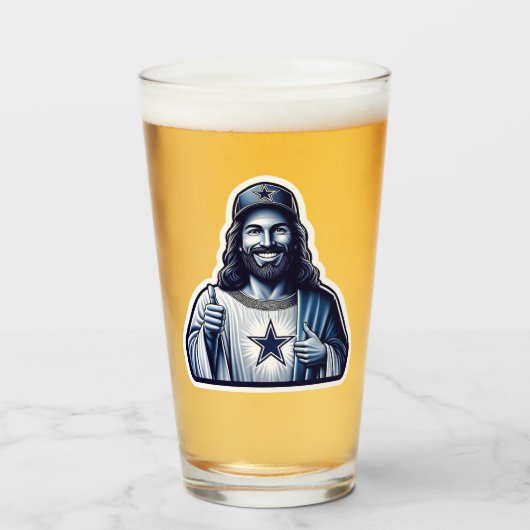 Jesus is een Dallas fan die een glas drink (Voorkant gevuld)