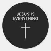 Jesus Is Everything Minimal Cross Christian Faith  Ronde Sticker (Voorkant)