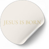 JESUS IS GEBOREN Crème Kerststicker #2 Ronde Sticker