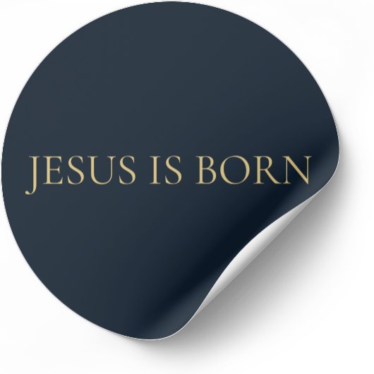 JESUS IS GEBOREN – Marine Minimalistische Kerststi Ronde Sticker