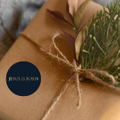 JESUS IS GEBOREN – Marine Minimalistische Kerststi Ronde Sticker