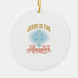 Jesus Is het Antwoord Christelijk Kruis Vector Ont Keramisch Ornament