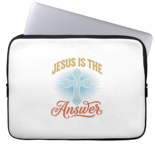 Jesus Is het Antwoord Christelijk Kruis Vector Ont Laptop Sleeve