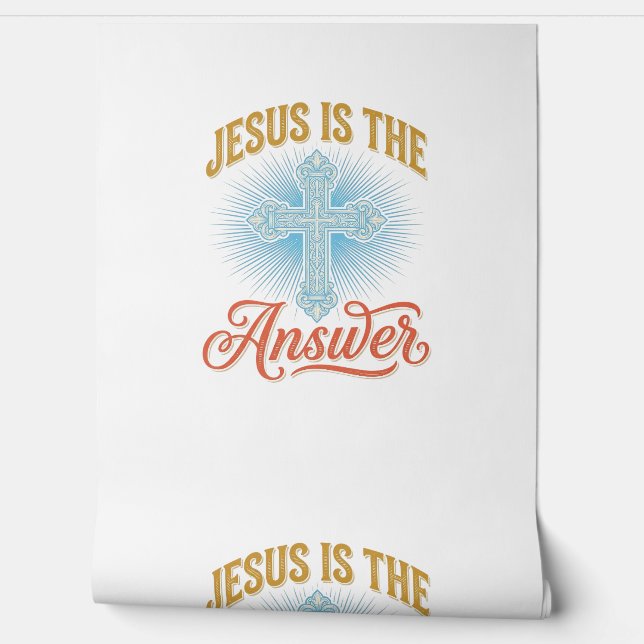 Jesus Is het Antwoord Christelijk Kruis Vectorontw Behang (Afrollen)