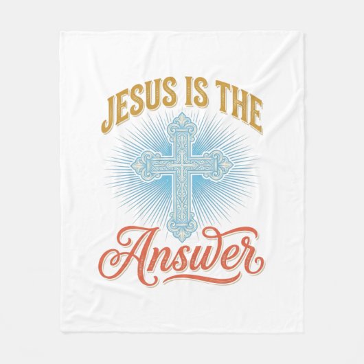 Jesus Is het Antwoord Christelijk Kruis Vectorontw Fleece Deken (Voorkant)