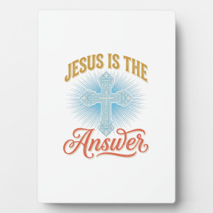 Jesus Is het Antwoord Christelijk Kruis Vectorontw Fotoplaat