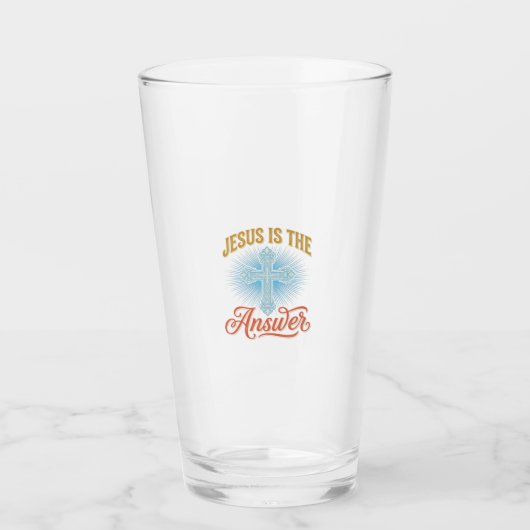 Jesus Is het Antwoord Christelijk Kruis Vectorontw Glas (Voorkant)