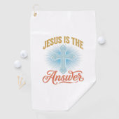 Jesus Is het Antwoord Christelijk Kruis Vectorontw Golfhanddoek (Insitu)