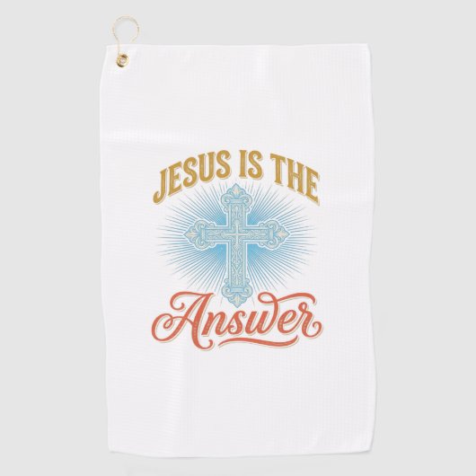 Jesus Is het Antwoord Christelijk Kruis Vectorontw Golfhanddoek (Voorkant)