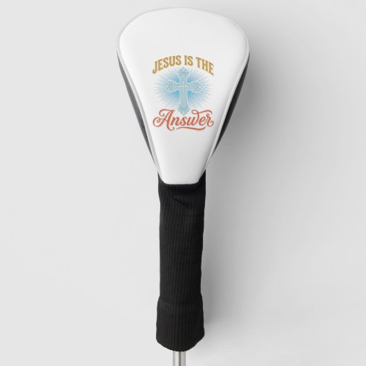 Jesus Is het Antwoord Christelijk Kruis Vectorontw Golfheadcover (Voorkant)