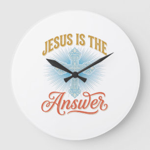 Jesus Is het Antwoord Christelijk Kruis Vectorontw Grote Klok