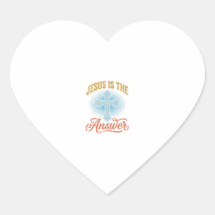 Jesus Is het Antwoord Christelijk Kruis Vectorontw Hart Sticker