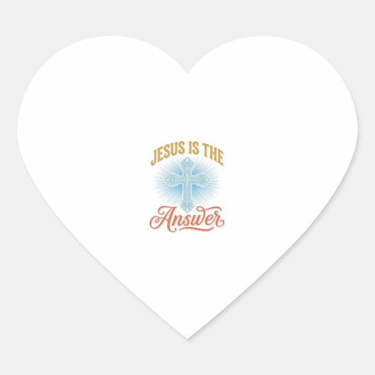 Jesus Is het Antwoord Christelijk Kruis Vectorontw Hart Sticker (Voorkant)