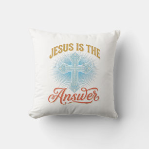 Jesus Is het Antwoord Christelijk Kruis Vectorontw Kussen