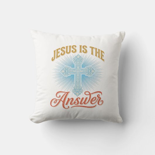 Jesus Is het Antwoord Christelijk Kruis Vectorontw Kussen (Voorkant)