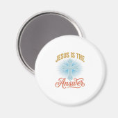 Jesus Is het Antwoord Christelijk Kruis Vectorontw Magneet (Voorkant / Achterkant)