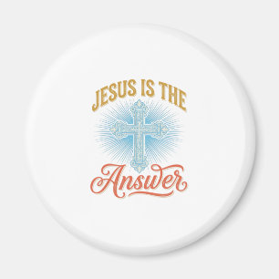 Jesus Is het Antwoord Christelijk Kruis Vectorontw Magneet