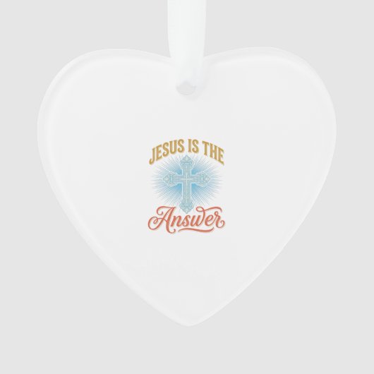 Jesus Is het Antwoord Christelijk Kruis Vectorontw Ornament (voorkant)