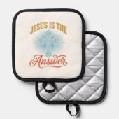 Jesus Is het Antwoord Christelijk Kruis Vectorontw Pannenlap (Voorkant / Achterkant)