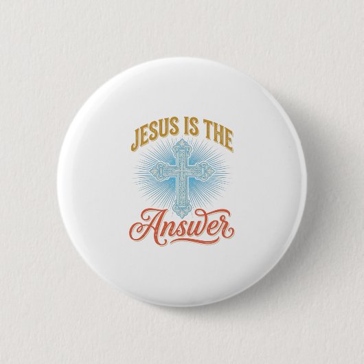 Jesus Is het Antwoord Christelijk Kruis Vectorontw Ronde Button 5,7 Cm (Voorkant)