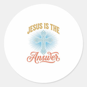 Jesus Is het Antwoord Christelijk Kruis Vectorontw Ronde Sticker