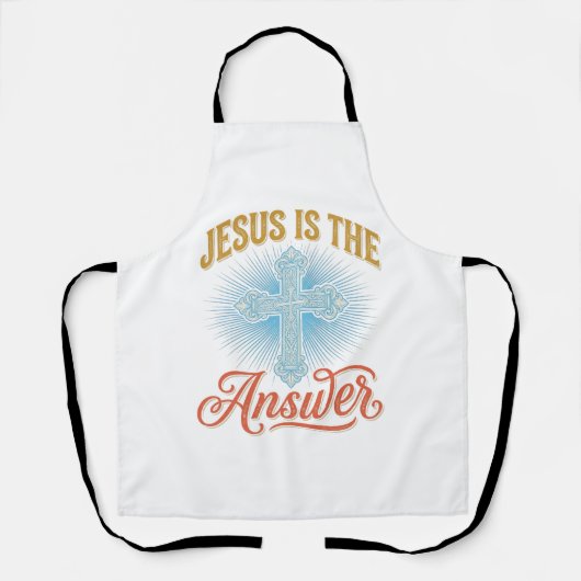 Jesus Is het Antwoord Christelijk Kruis Vectorontw Schort (Voorkant)