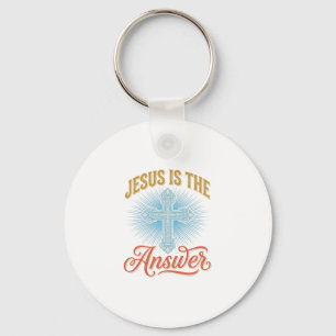 Jesus Is het Antwoord Christelijk Kruis Vectorontw Sleutelhanger