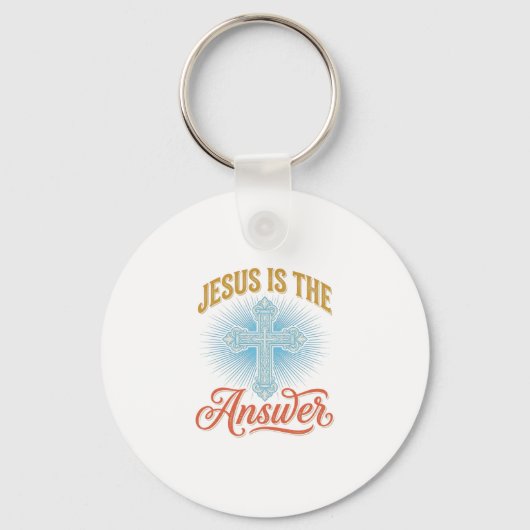 Jesus Is het Antwoord Christelijk Kruis Vectorontw Sleutelhanger (Voorkant)