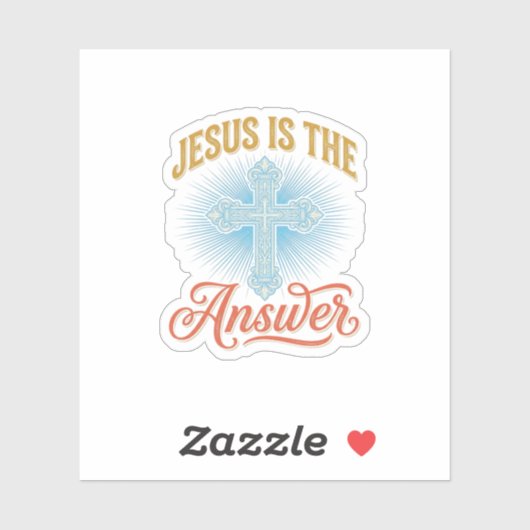 Jesus Is het Antwoord Christelijk Kruis Vectorontw Sticker (Vel)