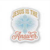 Jesus Is het Antwoord Christelijk Kruis Vectorontw Sticker (Voorkant)