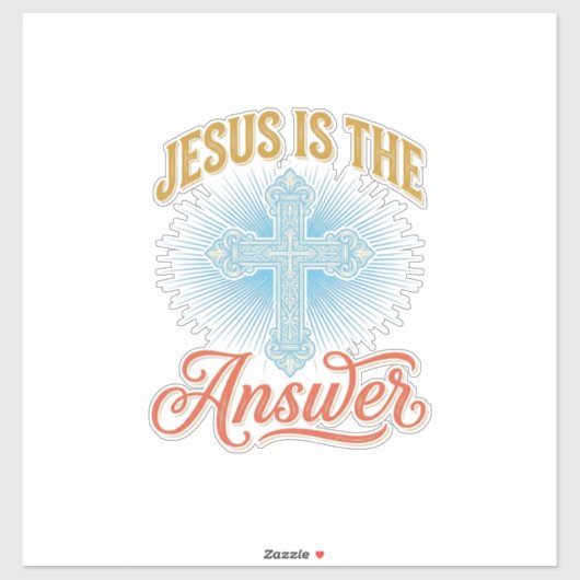 Jesus Is het Antwoord Christelijk Kruis Vectorontw Sticker (Vel)