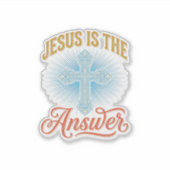 Jesus Is het Antwoord Christelijk Kruis Vectorontw Sticker (Voorkant)