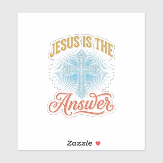 Jesus Is het Antwoord Christelijk Kruis Vectorontw Sticker (Vel)