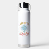 Jesus Is het Antwoord Christelijk Kruis Vectorontw Waterfles (Voorkant)