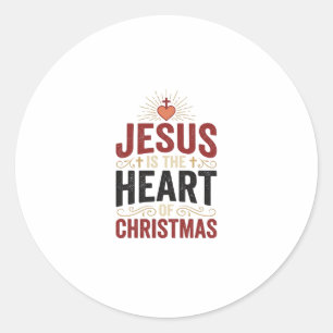 Jesus is het hart van het Kerstmis Vintage T-shirt Ronde Sticker