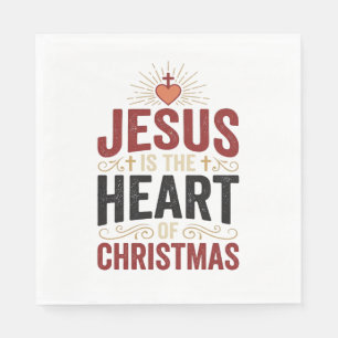 Jesus is het hart van het Kerstmis Vintage T-shirt Servet