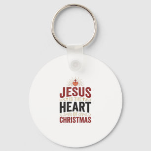 Jesus is het hart van het Kerstmis Vintage T-shirt Sleutelhanger