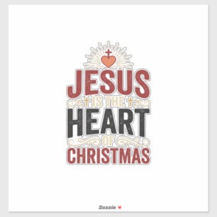 Jesus is het hart van het Kerstmis Vintage T-shirt Sticker