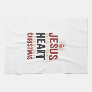 Jesus is het hart van het Kerstmis Vintage T-shirt Theedoek