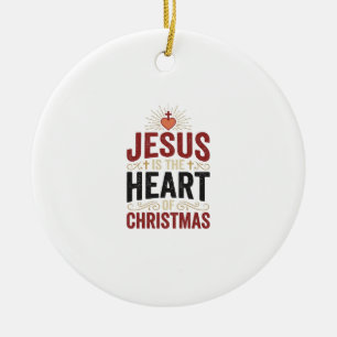Jesus is het hart van Kerstmis Vintage T-shirt Keramisch Ornament