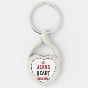 Jesus is het hart van Kerstmis Vintage T-shirt Sleutelhanger