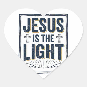 Jesus Is Het Licht Vintage Christelijk T-Shirt Hart Sticker