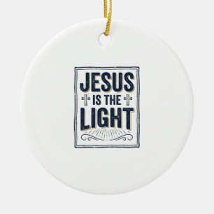 Jesus Is Het Licht Vintage Christelijk T-Shirt Keramisch Ornament