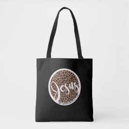 Jesus is het middelpunt Luipaardprint Tote Bag