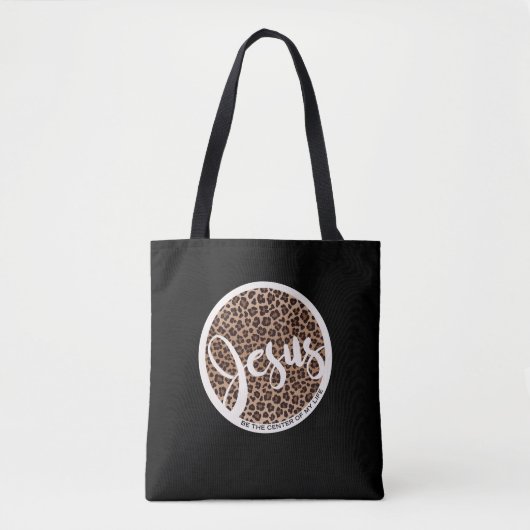 Jesus is het middelpunt Luipaardprint Tote Bag (Voorkant)