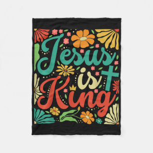 Jesus Is King Boho Flowers Christelijk Gog R Fleece Deken